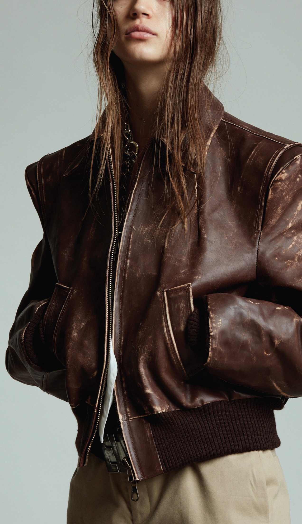 distressed leather jacket womens