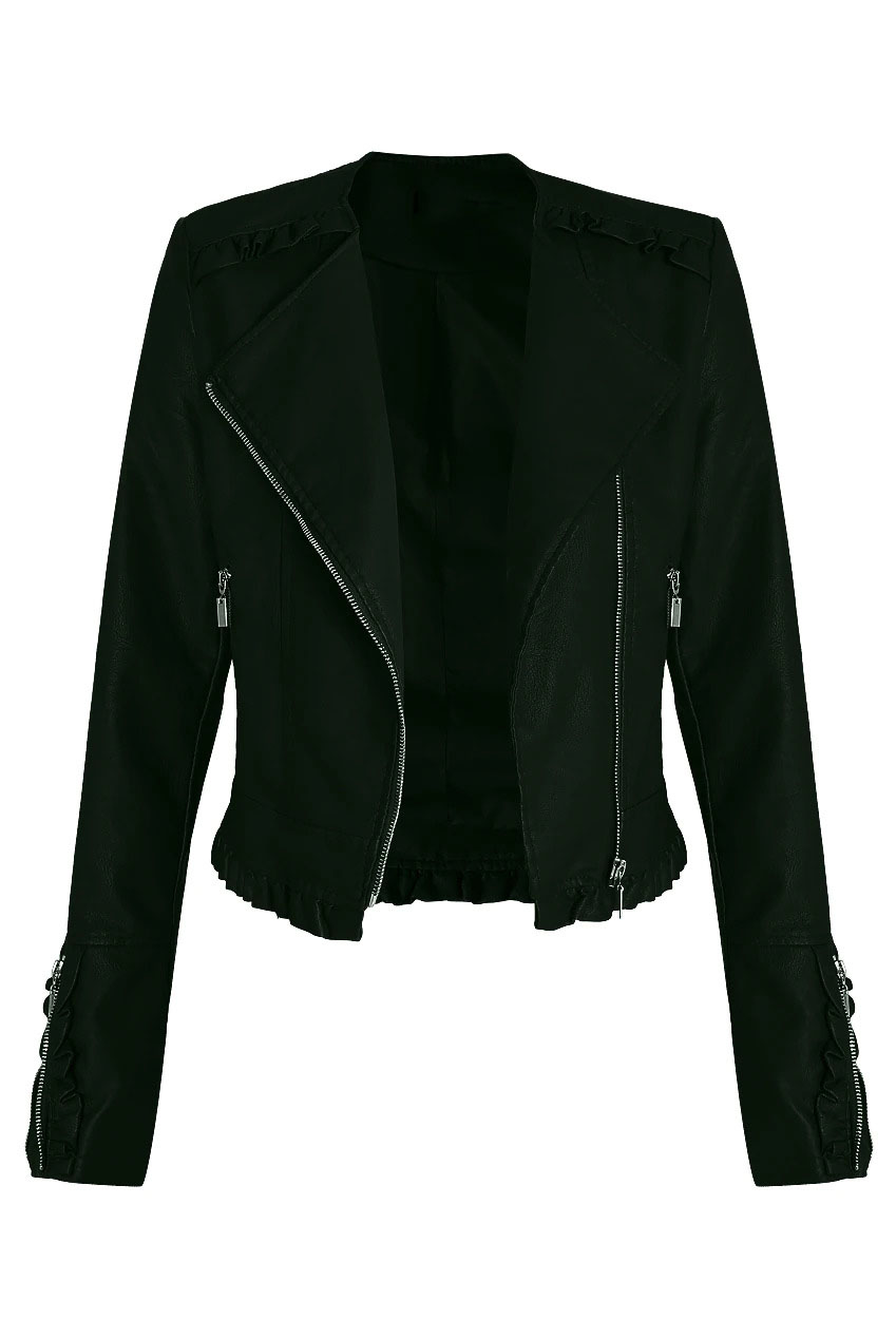 2014 New Fashion Korean Women PU Leather;Zip Up,Cropped Jacket Short Slim Black Army Green Coat 