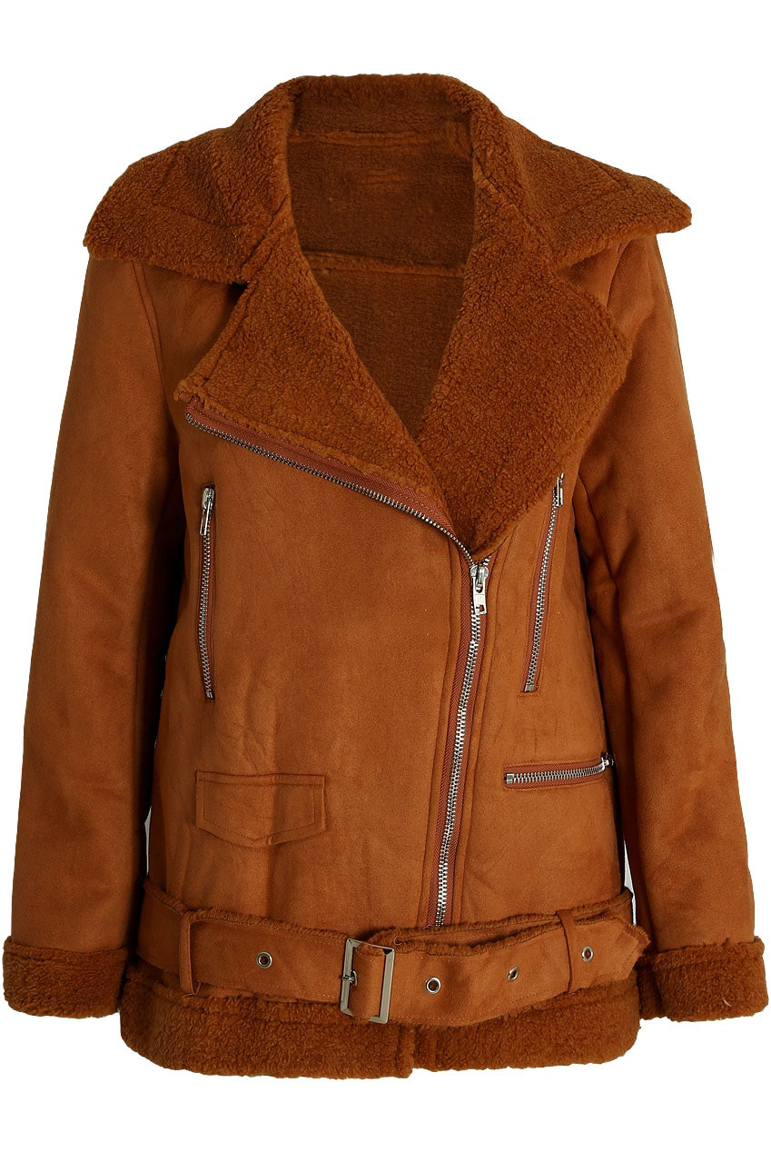 faux suede long jacket womens