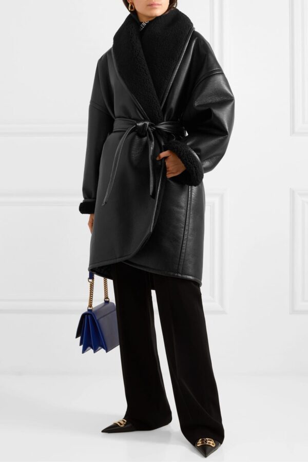 oversized faux leather coat