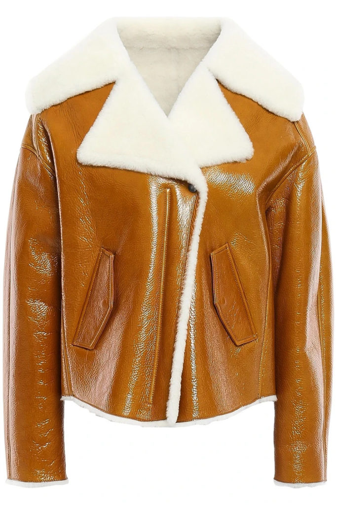 shearling trimmed leather coat