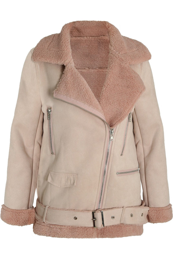 Women's Faux Suede Fur Lining Shearling Leather Coat - Jackets Maker