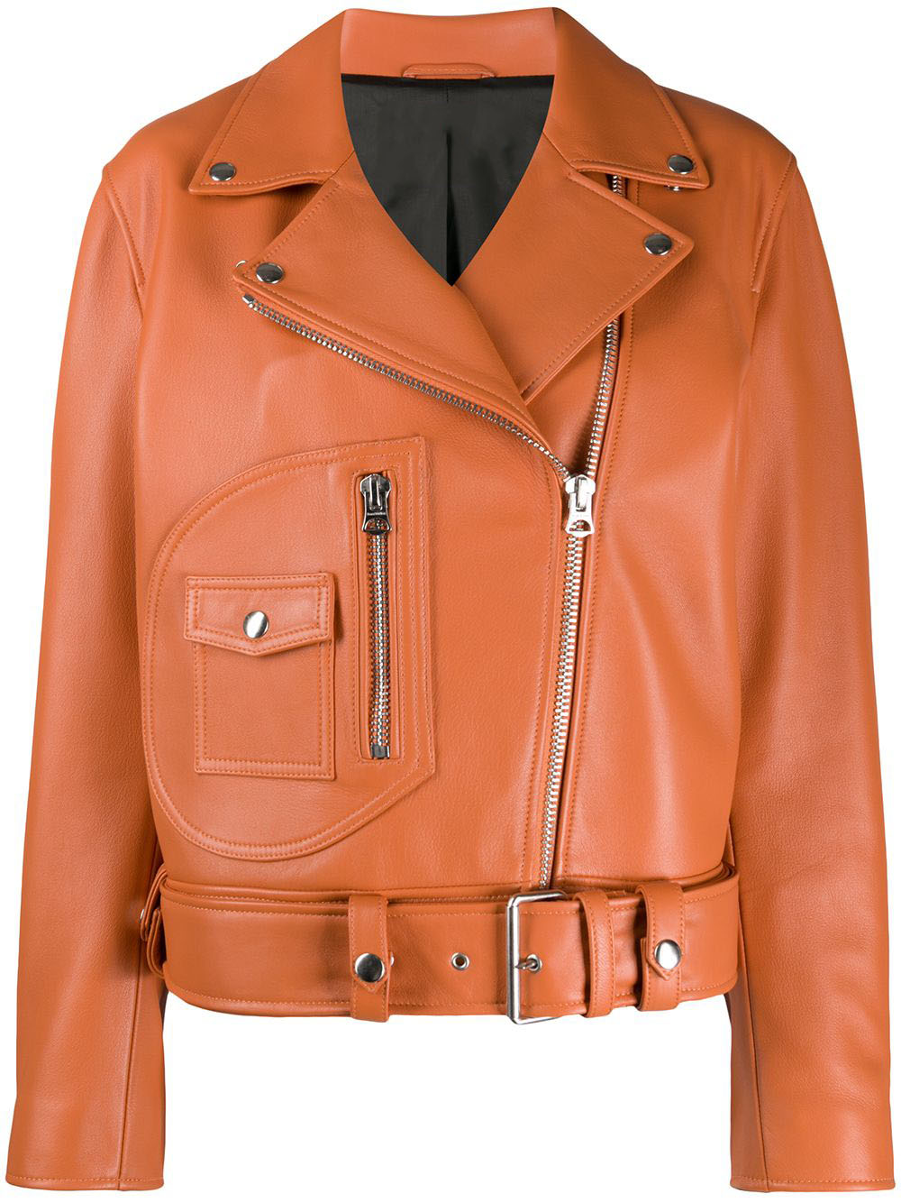 Orange Merlyn Biker Leather Jacket - Jackets Maker