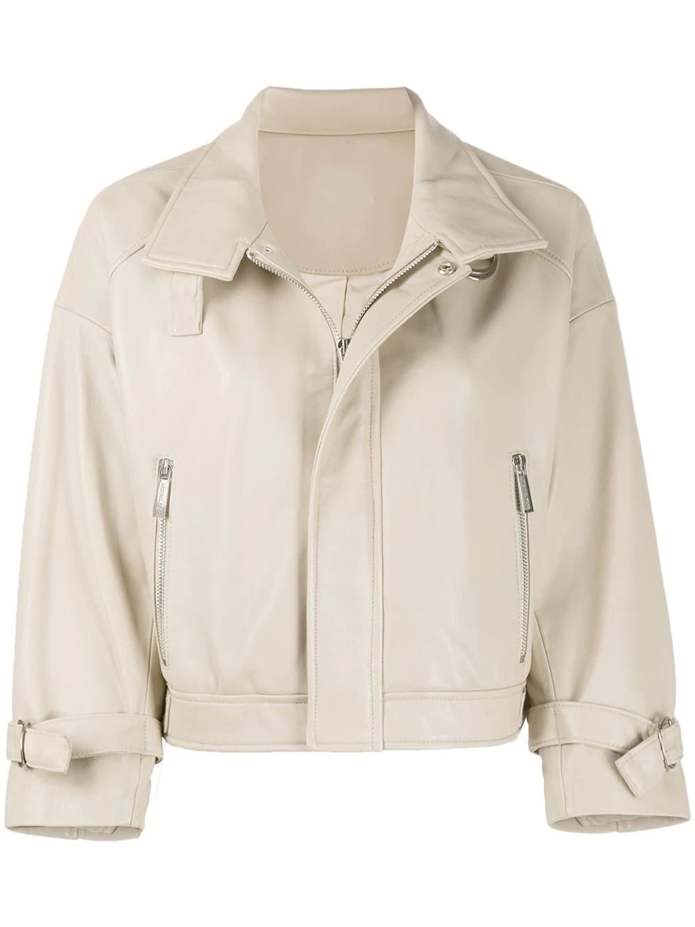 beige biker jacket
