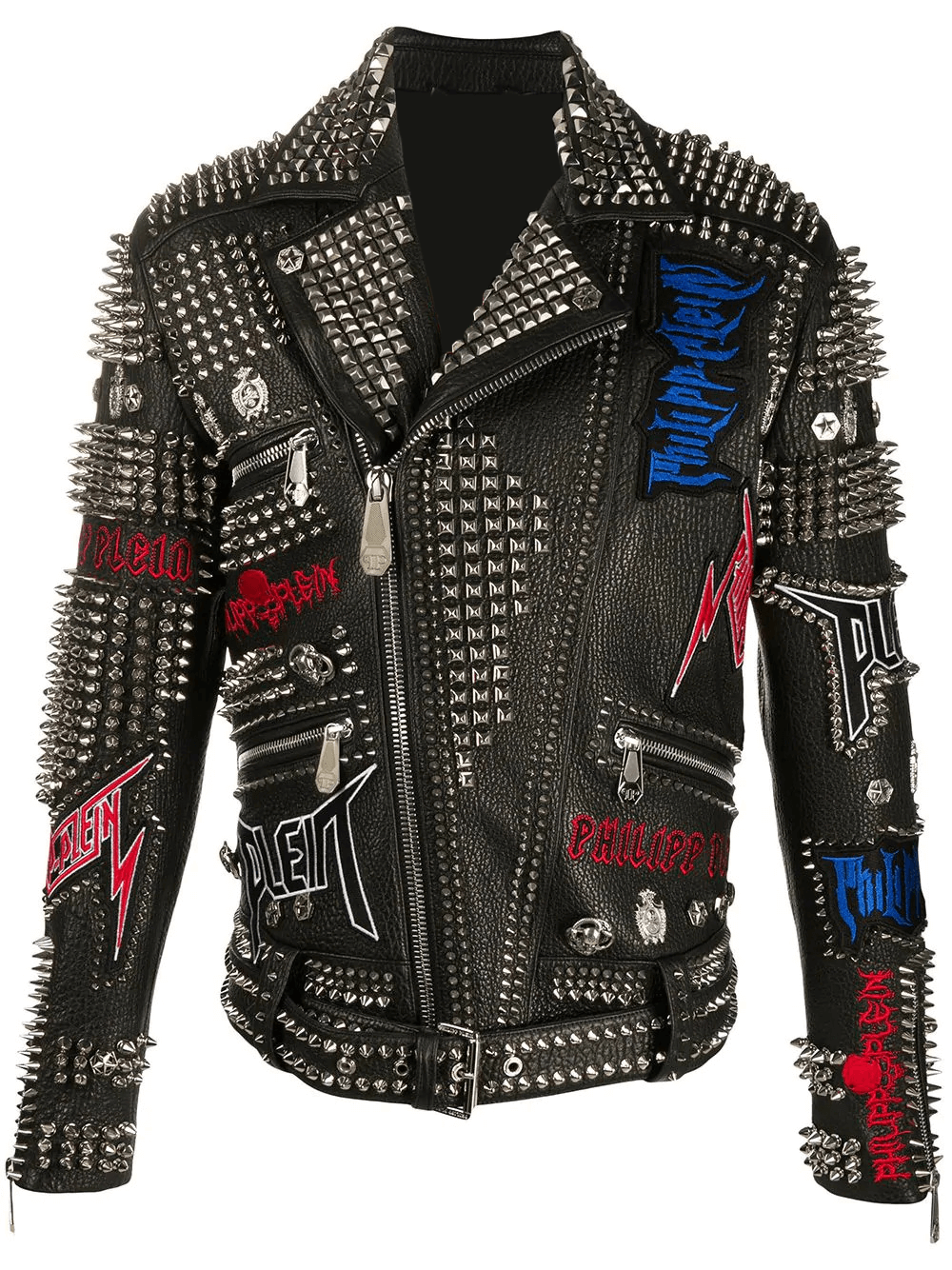 Biker Rock  Studded and Embroidered Leather Jacket  