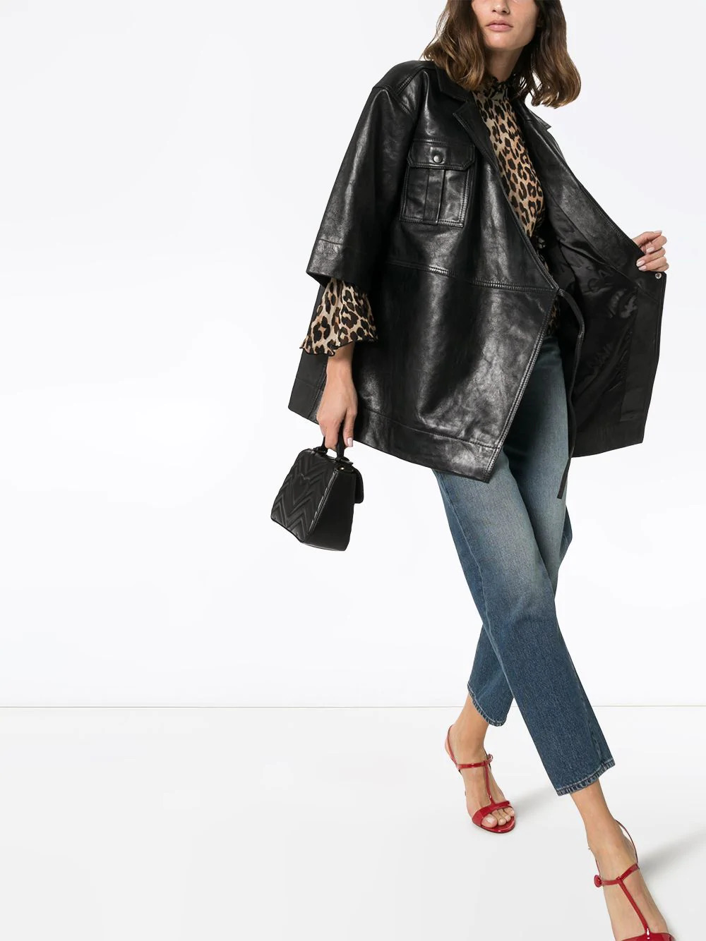 black leather wrap jacket