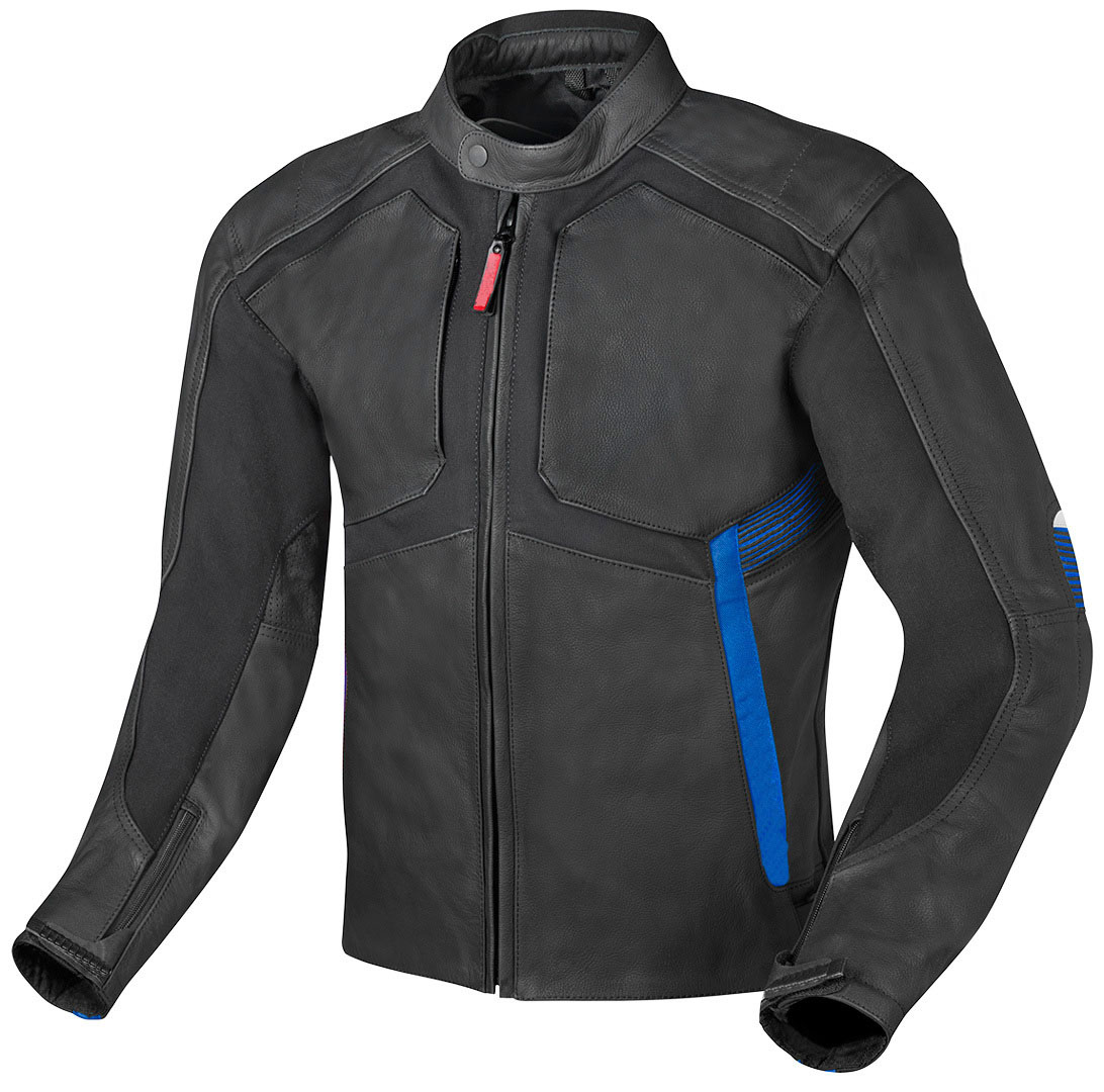 Motorcycle Leather Black And Blue Motorcycle Jacket - Jackets Maker