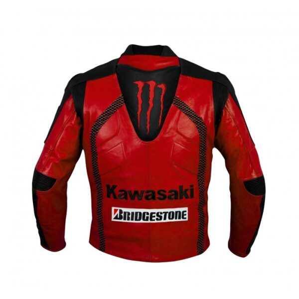 Kawasaki Red Racing Team Motorcycle Leather Jacket - Jackets Maker