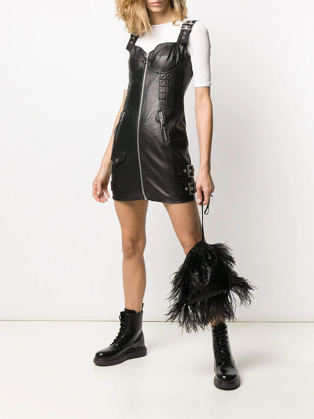 Black leather Mini Dress For Women - Jackets Maker