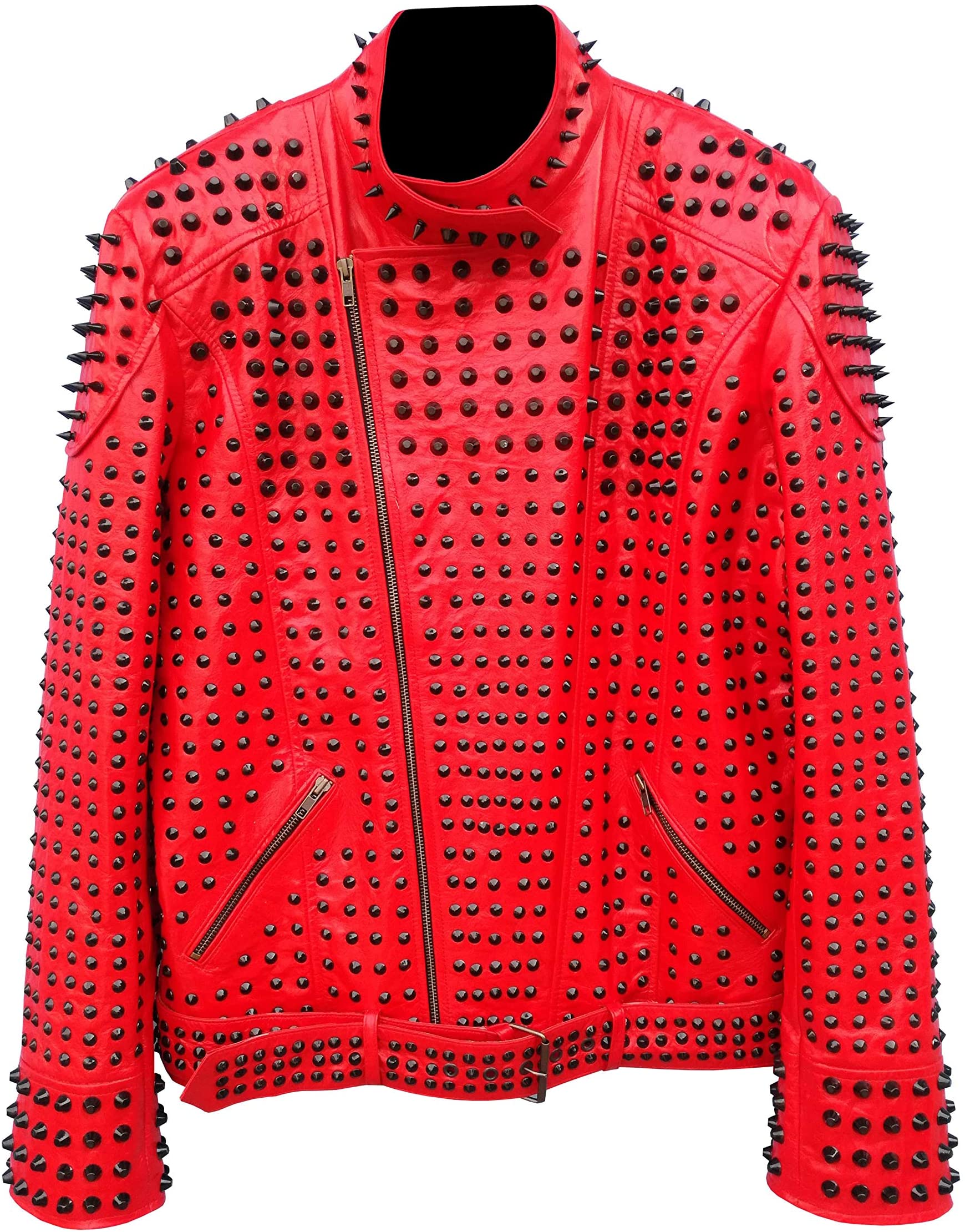 red studded jacket