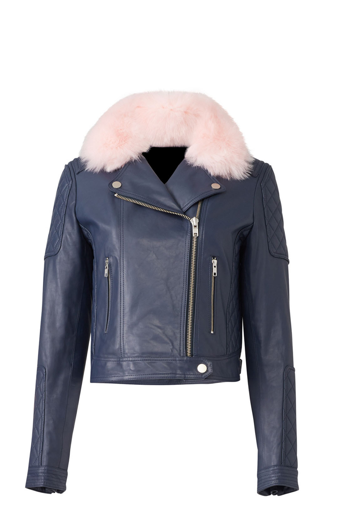 fur collar biker