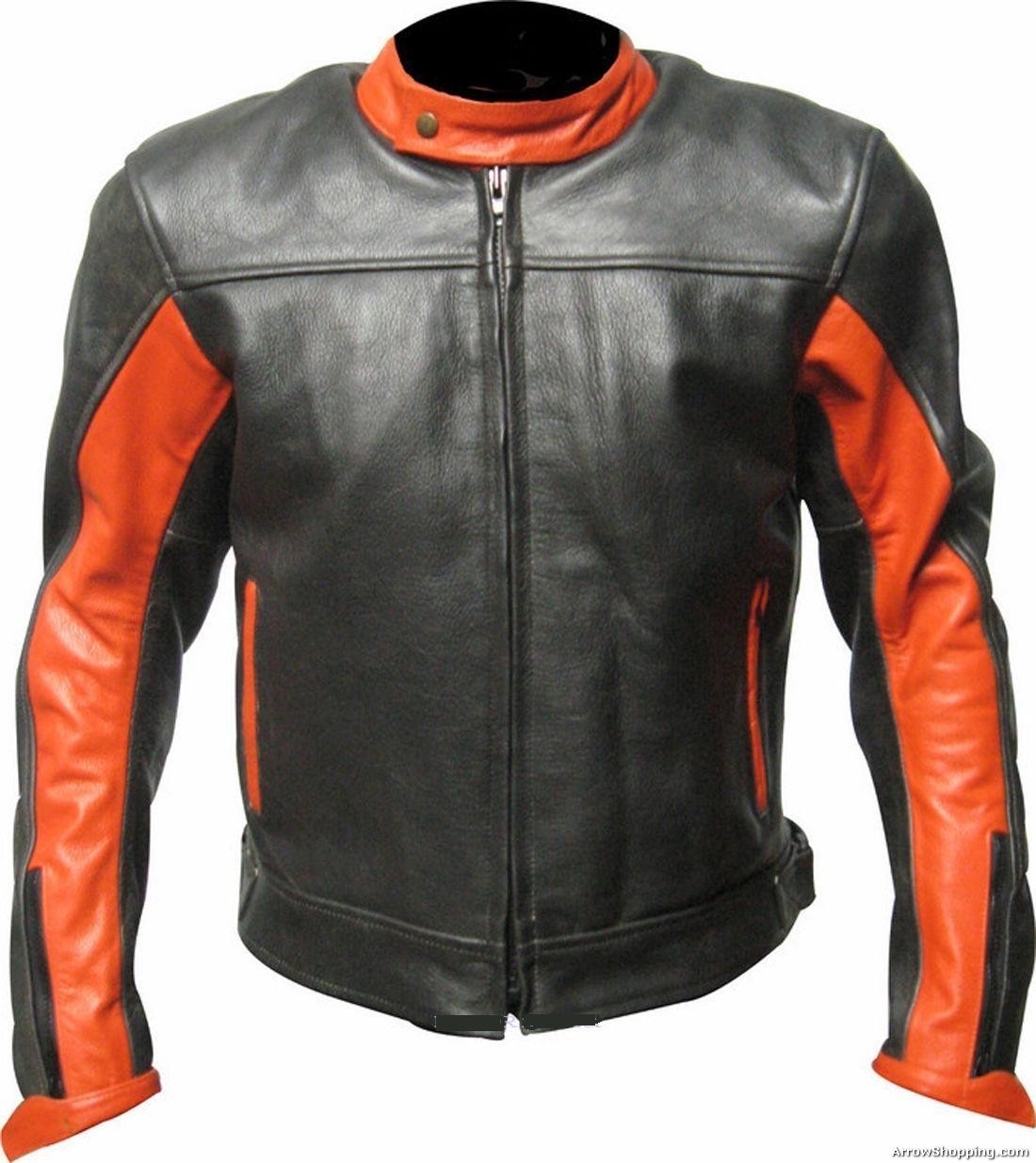 Custom Black And Orange Leather Racing Jacket - Jackets Maker
