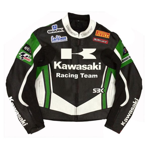 Kawasaki Racing Team Leather Motorcycle Jacket - Jackets Maker