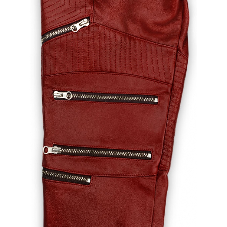 red biker pants