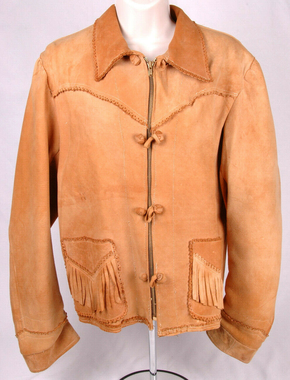 vintage leather fringe jacket