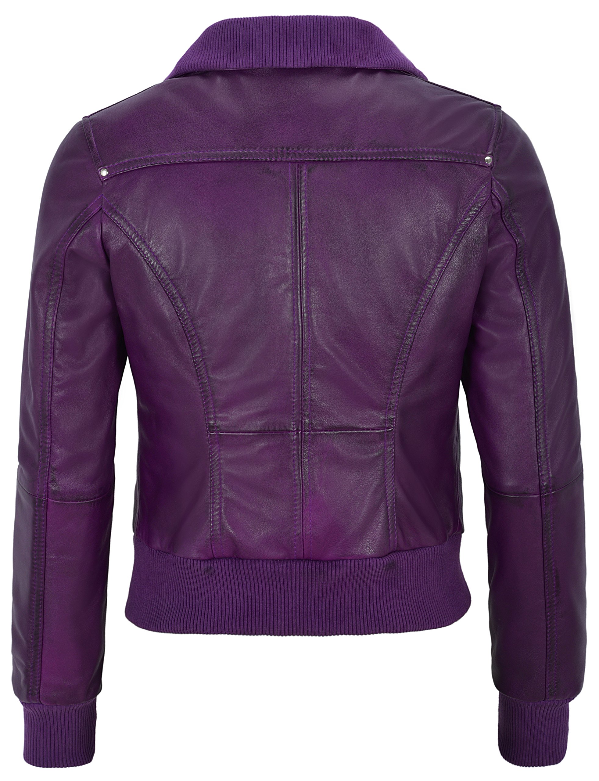 Purple Bomber Leather Biker Jacket - Jackets Maker