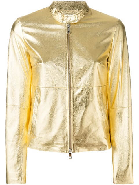 womens gold leather jacket