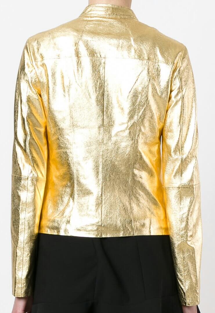 womens gold leather jacket