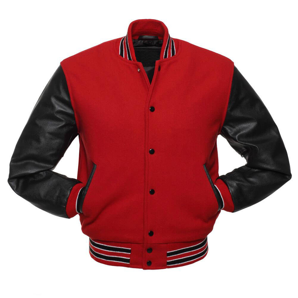 Red and Black Varsity Letterman Baseball Jacket - Jackets Maker