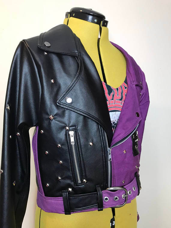 Purple and black leather jacket Clearance