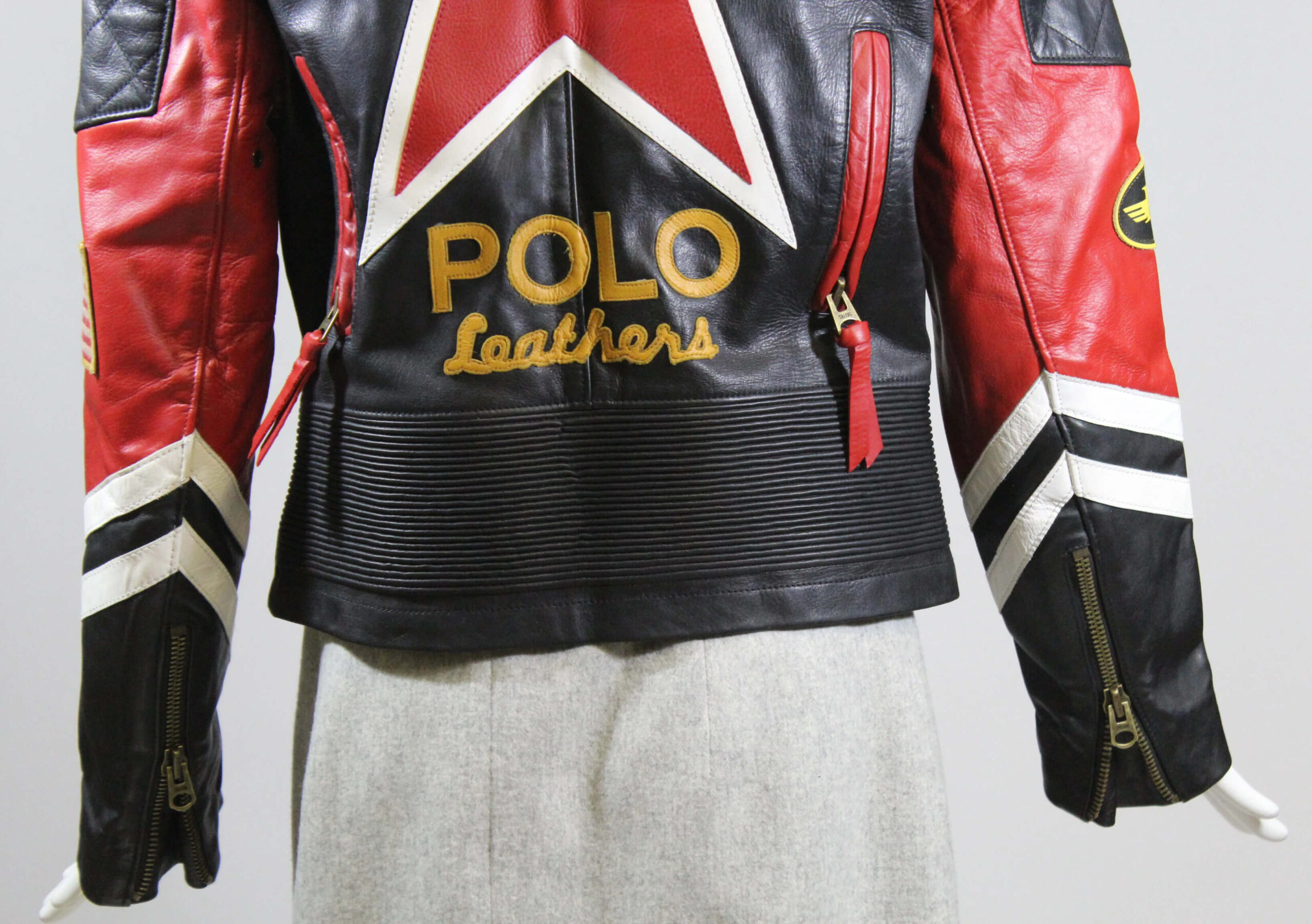 polo ralph lauren patchwork moto jacket