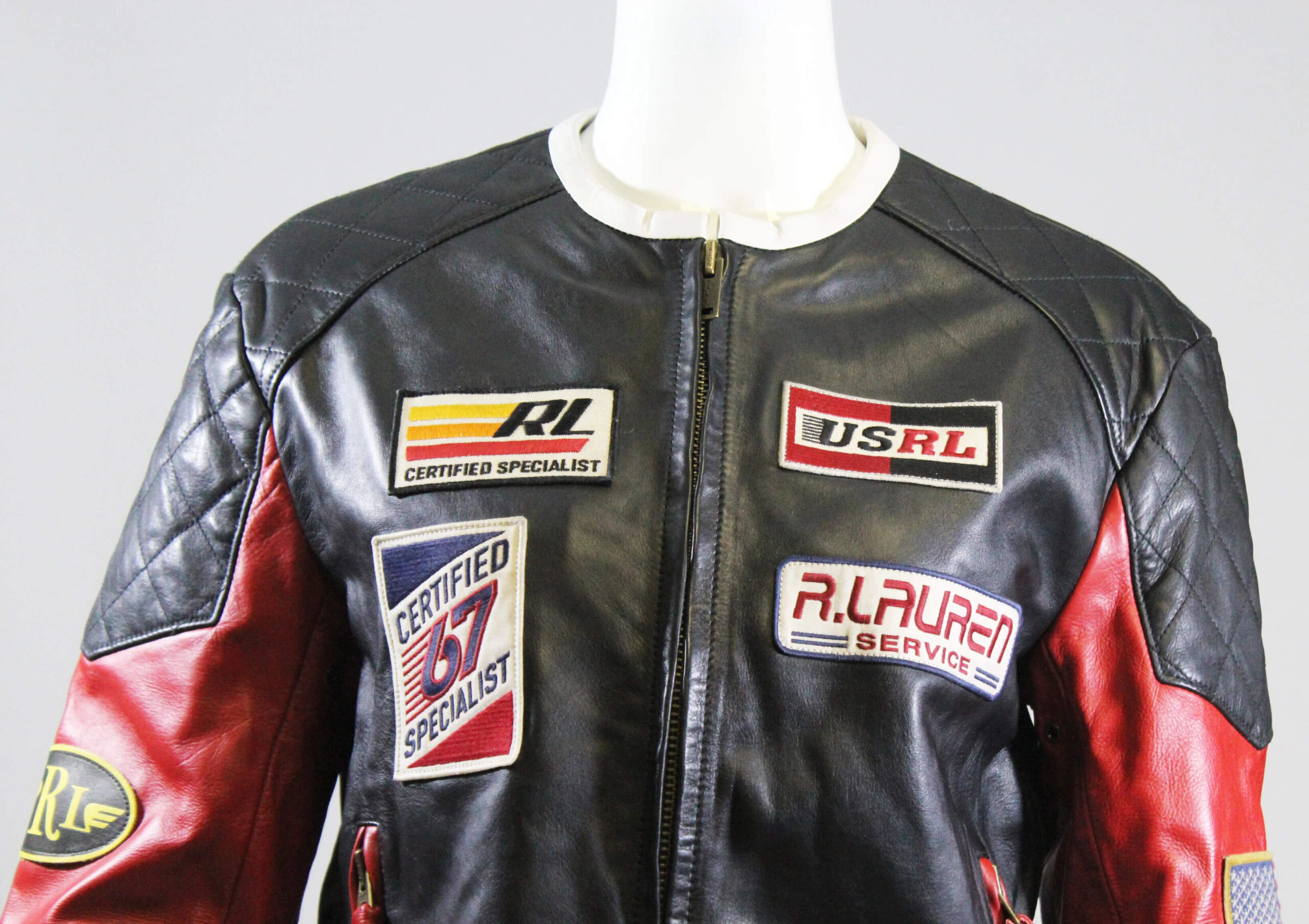 polo ralph lauren patchwork moto jacket