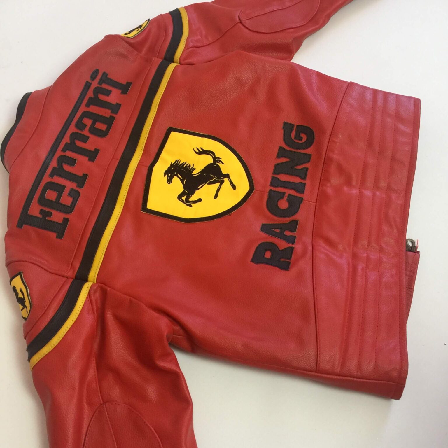 Vintage Ferrari Red And Black Biker Leather Jacket - Jackets Maker
