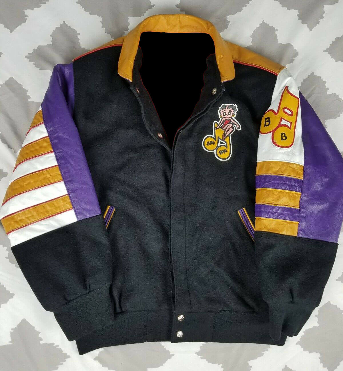 Vintage Betty Boop Leather and Wool Varsity Jacket - Jackets Maker