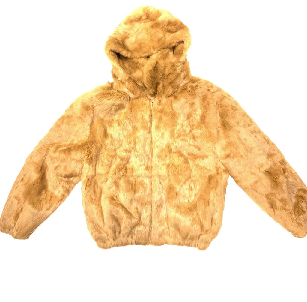 rabbit fur hooded jacket