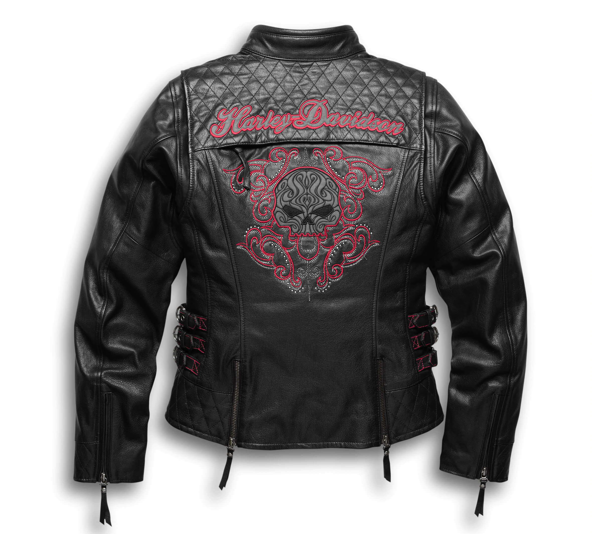 Black Harley Davidson Motorcycle Skull Leather Jacket - Jackets Maker