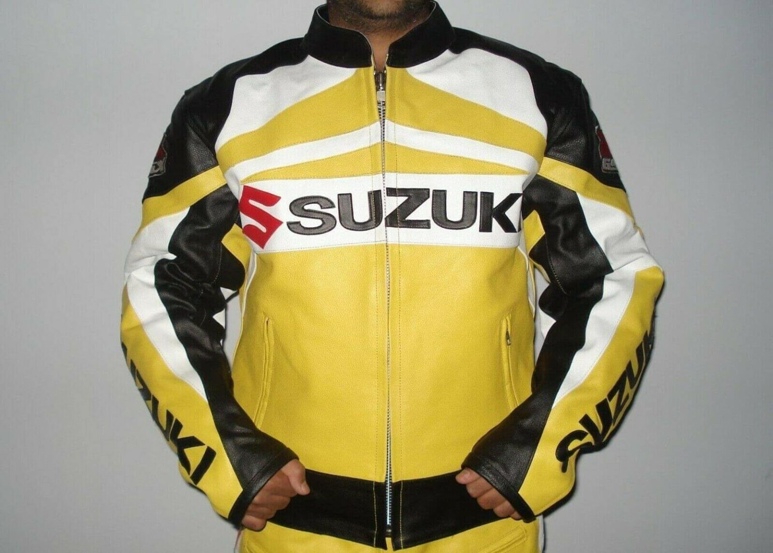 Suzuki GSXR Yellow Motorcycle Leather Jacket - Jackets Maker