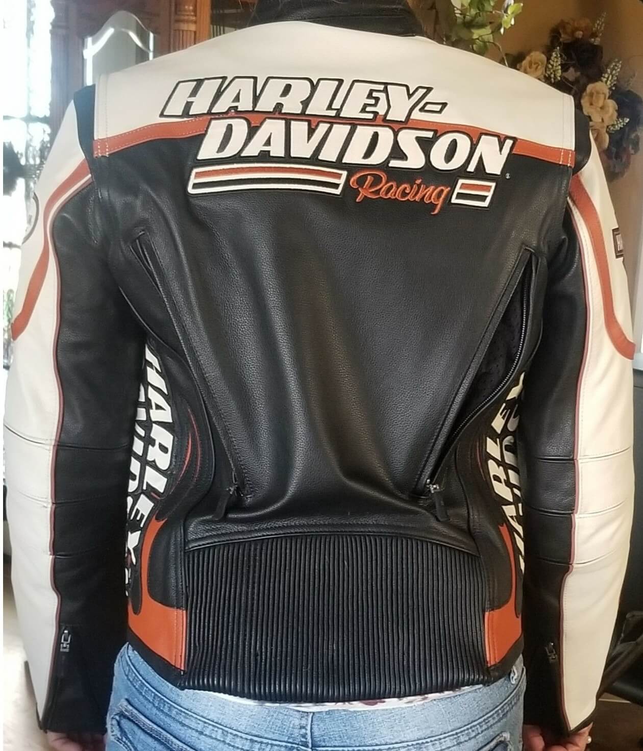 white leather harley davidson jacket